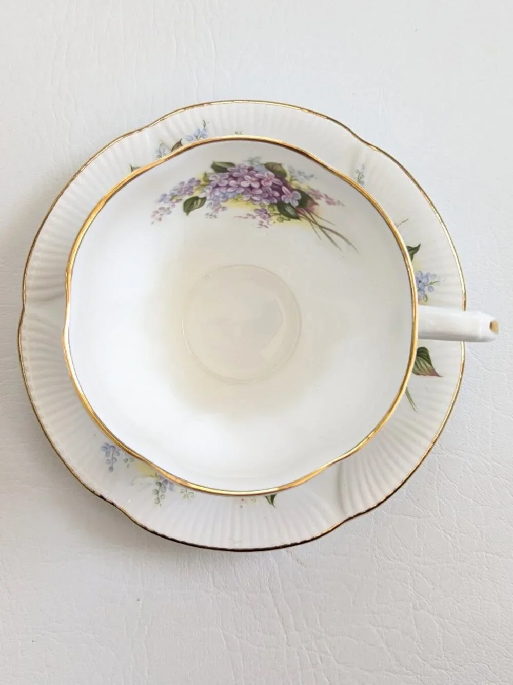 Royal Albert Blossom Time Lilac Teacup & Saucer Bone China England Gilt